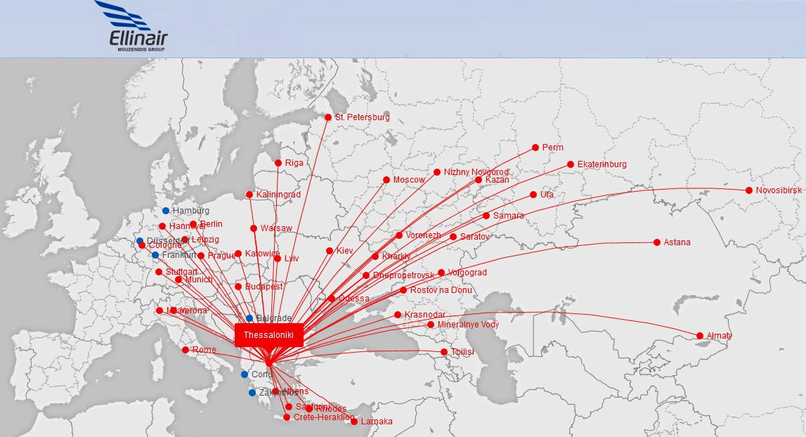 Ellinair Route Map